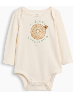 Gap Bebek Kırık Beyaz First Favorites Organik Pamuk Grafik Baskılı Bodysuit