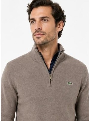 Lacoste Fermuar  Yaka Uzun  Kol Kahverengi