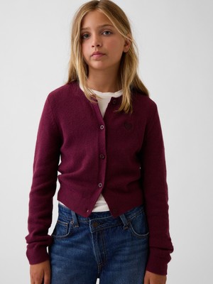 Gap Kız Çocuk Bordo Cashsoft Relaxed Hırka