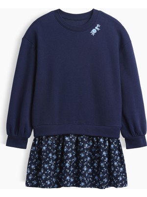 Gap Kız Çocuk Lacivert Kids Oversized Sweatshirt Dress - Çocuklar Için Oversize Sweatshirt Elbisesi