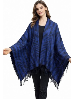ALDAIYR Kadın Kışlık Çift Taraflı Panço Omuz 140X140