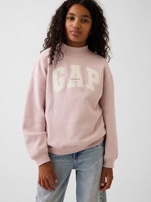 Gap Kız Çocuk Açık Pembe Vintagesoft Oversized Mockneck Logo Sweatshirt