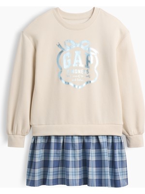 Gap Kız Çocuk Mavi Kids Oversized Sweatshirt Dress - Çocuklar Için Oversize Sweatshirt Elbisesi