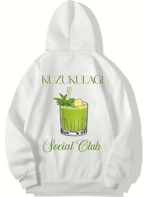 Brz Collection Unisex Oversize Kuzu Kulağı Kokteyl Hoodıe (Beyaz)