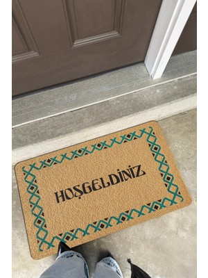 Cotto Home Coco Entry PS025A Renkli Hoşgeldiniz Kalın Kaymaz Taban Nem Alıcı Şık Tasarım Kapı Önü Paspas