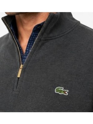 Lacoste  Fermuar   Yaka Antrasit Regular  Fit  Uzun  Kol