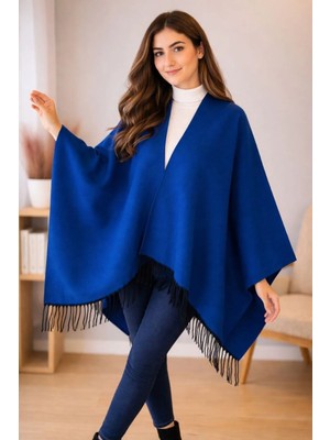 ALDAIYR Kadın Kışlık Çift Taraflı Panço Omuz 140X140