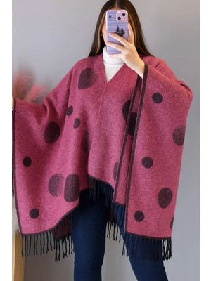 ALDAIYR Kadın Kışlık Çift Taraflı Panço Omuz 140X140