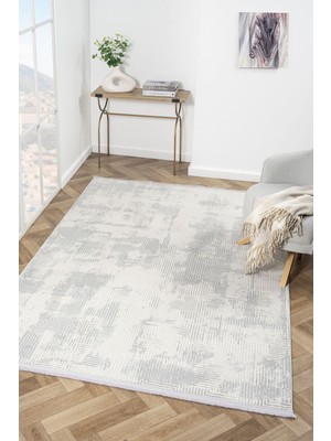 Cotto Home Loya LY002G Gri Halı Modern Desen Tozu Yok Pamuk Taban Salon Halısı Yatak Odası Koridor