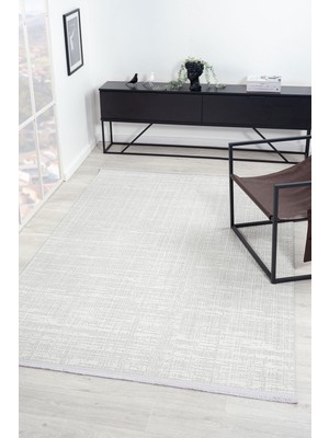 Cotto Home Loya LY006G Gri Halı Modern Desenli Pamuk Taban Salon Halısı Yatak Odası Mutfak Koridor