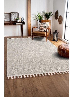 Cotto Home Effect EF005A Bej Halı Modern Desenli Jüt Taban Salon Halısı Yatak Odası Mutfak Koridor