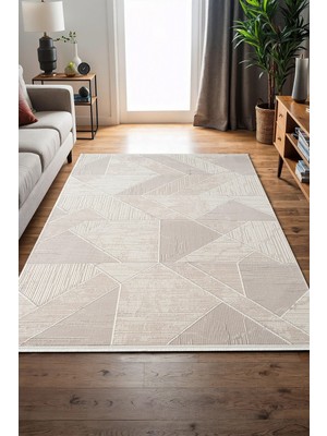 Armada AD003G Gri Halı Modern Geometrik Detaylı Akrilik Tozu Az Salon Halısı Yatak Odası Karidor