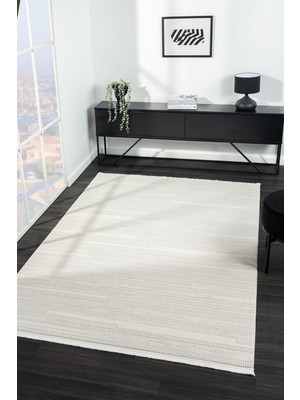 Feel FL005A Beyaz Halı Modern Desen Akrilik Tozu Az Pamuk Taban Salon Halısı Yatak Odası Koridor
