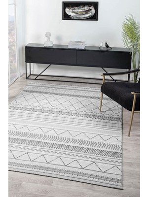 Vista VS005G Gri Halı Modern Desen Antialerjik Pamuk Taban Yıkanabilir Salon Halısı Yatak Odası