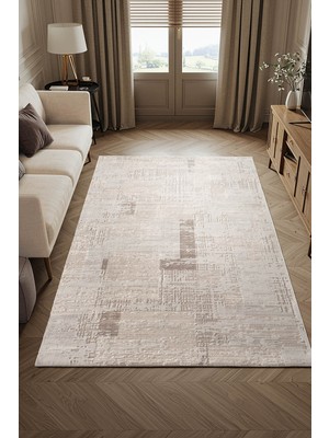 Cotto Home Vısta VS015K Vizon Halı Modern Desen Pamuk Taban Yıkanabilir Salon Halısı Yatak Odası