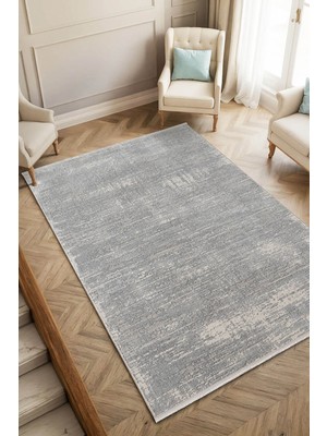 Cotto Home Loya LY008G Gri Halı Modern Desenli Pamuk Taban Salon Halısı Yatak Odası Koridor