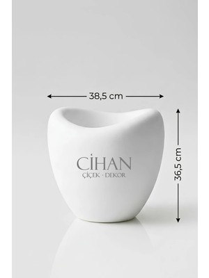 Cihan Çiçekçilik Lüks Lale Tasarım Beyaz Plastik Saksı 25L – 38.5X36.5 cm Uv Korumalı