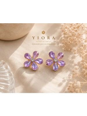 Yiora Elegance Seri Kristal Taşlı Çiçek Mandal Toka 2cm