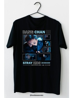 BarsDepo Bang Chan Stray Kids Baskılı Tişört, Premıum Kalite Unisex Çocuk / Yetişkin