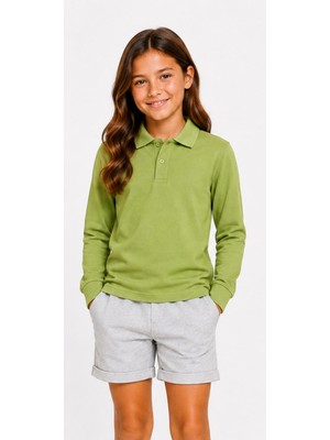 Mavimoure Unisex Pamuklu Düz Dokuma Polo Yaka Okul T-Shırt