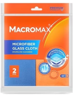 Canarino Macro Max Mikrofiber Cam Bezi 2'li Set, Mikrofilament Teknolojisi ile Leke ve Iz Bırakmaz Ayna Bezi