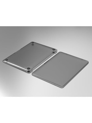 Canarino MacBook Air M1 13 Inç Kılıf A2337 Uyumlu Sert Kapak | A2179 A1932 Hard Case Koruyucu Şeffaf Kapak – Parmak Izi Tutmaz Gri