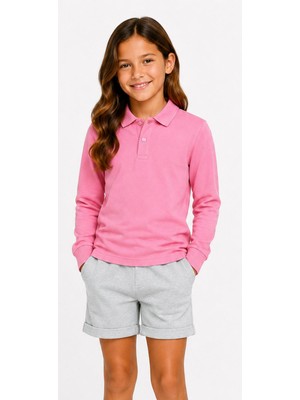 Mavimoure Unisex Pamuklu Düz Dokuma Polo Yaka Okul T-Shırt