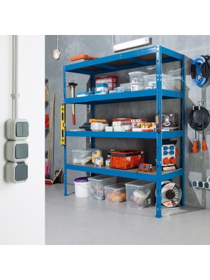 Stratecht 4 Katlı Xxl Ağır Hizmet Metal Raf 160X60X180 cm 290 kg Taşıma Kapasiteli Depo Garaj Rafı Mavi