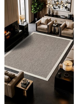 Cotto Home Norde NR002G Gri Kolay Temizlenebilir Makinede Yıkanabilir Bordürlü Sisal Mutfak Halısı Pamuk Taban