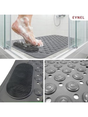 Canarino Vantuzlu Banyo ve Duş Kaydırmazı Duşa Kabin Küvet Içi Vantuzlu Banyo Paspası (35X69 Cm) (Gri)