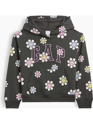 Gap Kız Çocuk Koyu Gri Relaxed Gap Logo Sweatshirt