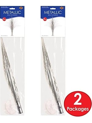 Canarino Beistle 2 Parça Plastik Metalik Gümüş Sprey Yeni Yıl Dekorasyonları, Ödüller Gece Sofra Takımı, Doğum Günü Partisi Malzemeleri, 48,26 cm