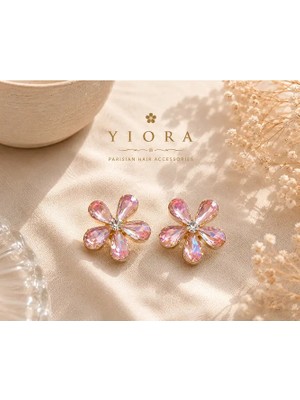 Yiora Elegance Seri Kristal Taşlı Çiçek Mandal Toka 2cm