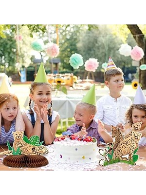 Canarino Nezyo 10 Adet Leopar Doğum Günü Süslemeleri Leopar Masa Orta Parçası 3D Orman Petek Orta Parçalar Çita Doğum Günü Dekorasyonları Çita Parti Dekorasyonları Orman Mutlu Doğum Günü Partisi Bebek Partisi