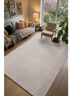 Cotto Home Malta MLT01G Gri Dekoratif Şönil Kilim Geometrik Desen Yıkanabilir Yumuşak Kaymaz Taban Halı Yolluk