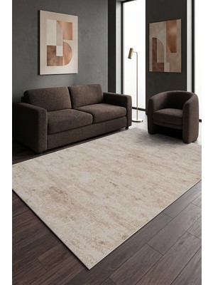 Cotto Home Nova Bej NVA01B Yıkanabilir Kaymaz Taban Yumuşak Dokulu Peluş Kesme Halı Mutfak Koridor Salon Halısı