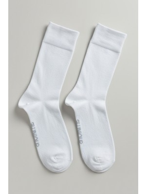 Allunique Erkek Klasik Ekru Doğal Merino Yün İnce Dikişsiz Soket Çorap
