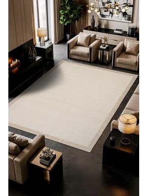 Cotto Home Norde NR002W Beyaz Kolay Temizlenebilir Makinede Yıkanabilir Bordürlü Sisal Mutfak Halısı Pamuk