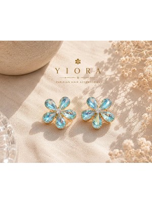 Yiora Elegance Seri Kristal Taşlı Çiçek Mandal Toka 2cm