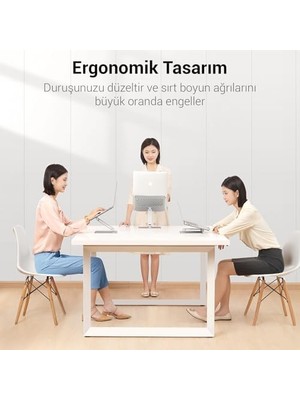 Canarino Alüminyum Notebook Standı Yükseklik ve Eğim Ayarlı Ergonomik Metal Laptop Standı 11-17 Inch Arası Notebook Dizüstü Bilgisayar Standı, Ayarlanabilir