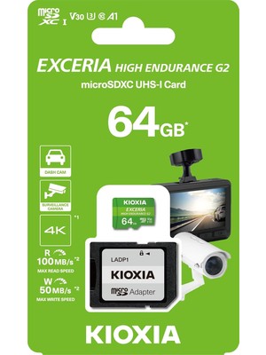 Canarino 64GB  Endurance G2 Micro Sdxc V30 A1 4K 100MB/50MB/SN Hafıza Kartı - Sd Adaptörlü (LMHE2G064GG2)