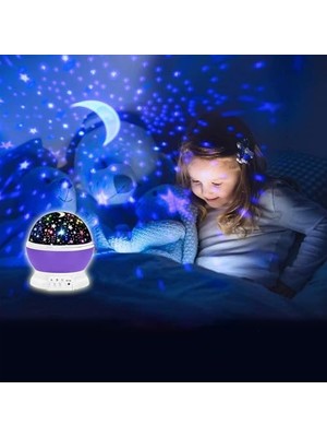 Canarino Star Master Masa Lambası, Gökyüzü Projeksiyon Gece Lambası, Yıldızlı Gece Lambası, Dekoratif ve Şık Tasarım (Mor)