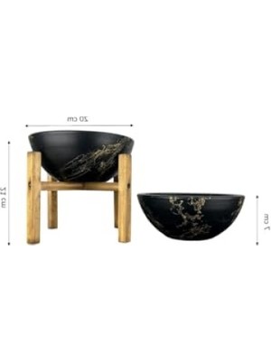 Odea Siyah Gold Mermer Efektli Toprak Saksı Ikili Set - 20 cm Çap