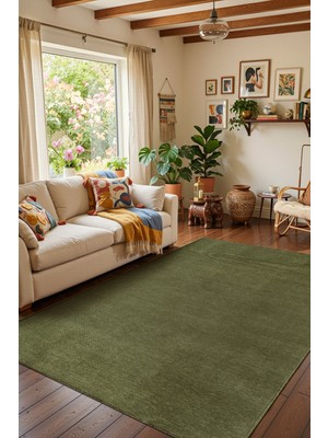 Cotto Home Valerıa VLR01Y Yeşil Dekoratif Şönil Kilim Modern Desen Yıkanabilir Yumuşak Kaymaz Taban Halı Yolluk