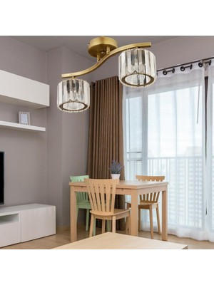Apliqa Tufty 2Li Eskitme Kristalli Modern Yatak Odası Salon Kristal Avize