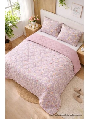 Ely Parker Çift Kişilik Pike Çift Taraflı Kapitone Pike ve Yatak Örtüsü Takımı – 200X230 cm Desenli (Çarşafsız)