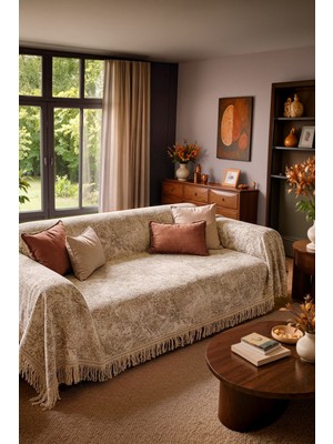 Cotto Home Pamuklu Kaymaz Koltuk Örtüsü 170X220CM - Gri Çok Amaçlı Örtü Pike Koltuk Şalı WL005G