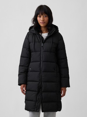 Gap Kadın Siyah Relaxed Midi Puffer Şişme Mont