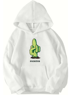 Brz Collection Unisex Oversize Fucktus Hoodıe (Beyaz)