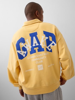 Gap Erkek Sarı Gap × Awake Ny Heavyweight Oversized Çeyrek Fermuarlı Sweatshirt